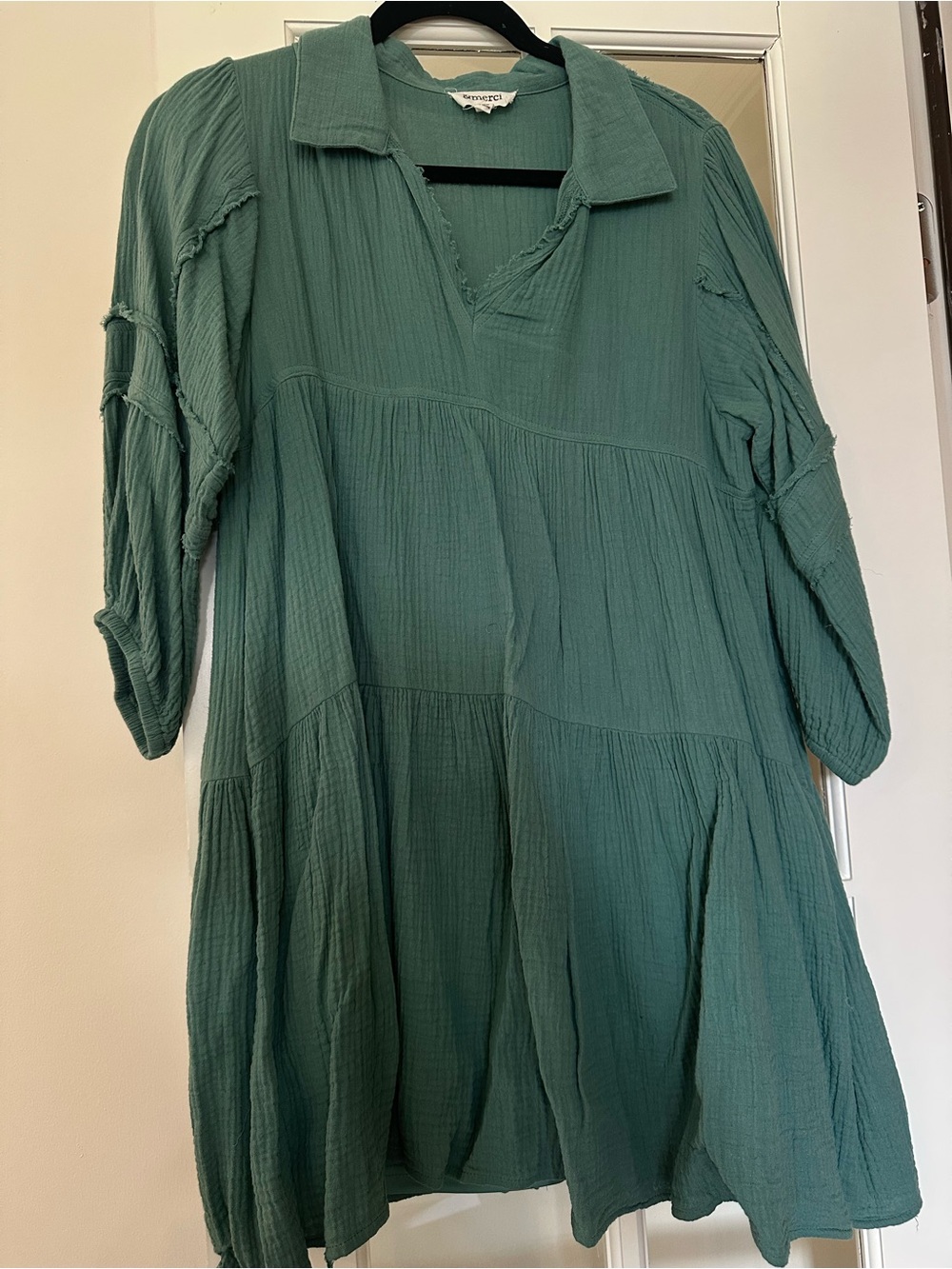 Maeve Green Textured Tiered Midi Dress
